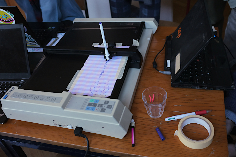 First plotted text on textile