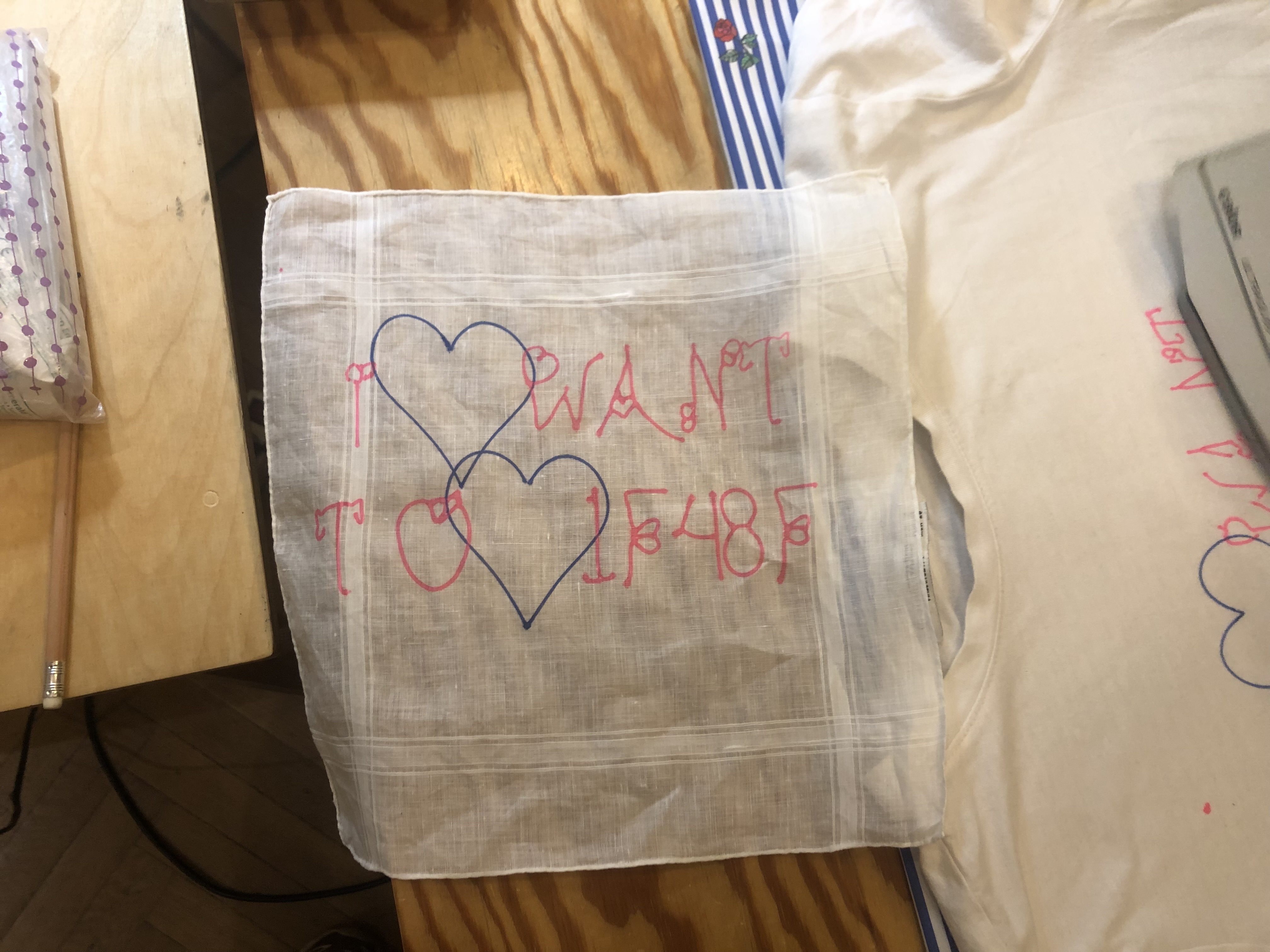 Tissue with secret unicode message, plotted with an AxiDraw