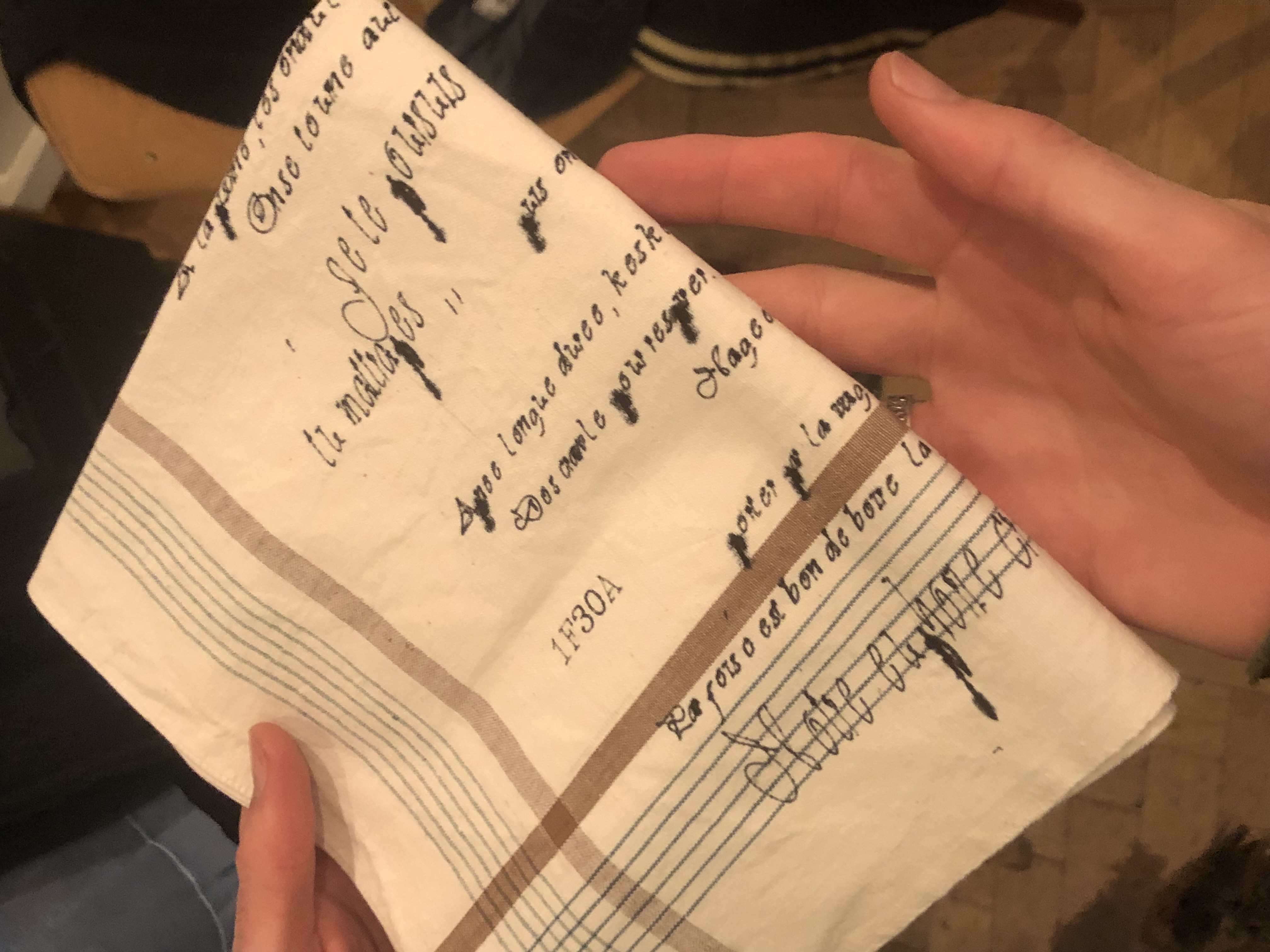 Plotted and folded tea towel